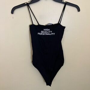 Zara Black Bodysuit with White Text Size Small